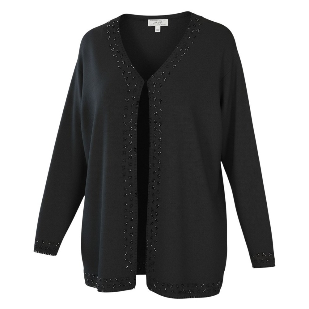Vintage Lord & Taylor Beaded Merino Wool Cardigan 2X Hong Kong Whimsigoth